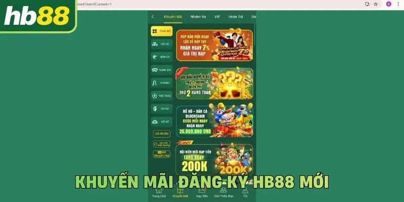 Khuyến mãi đăng ký Hb88 mới