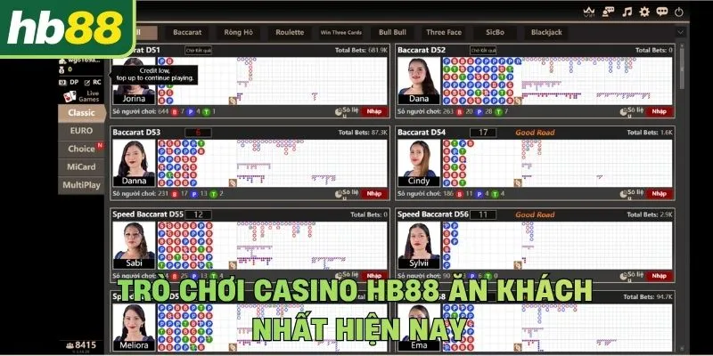 Trò chơi casino Hb88 ăn khách nhất hiện nay